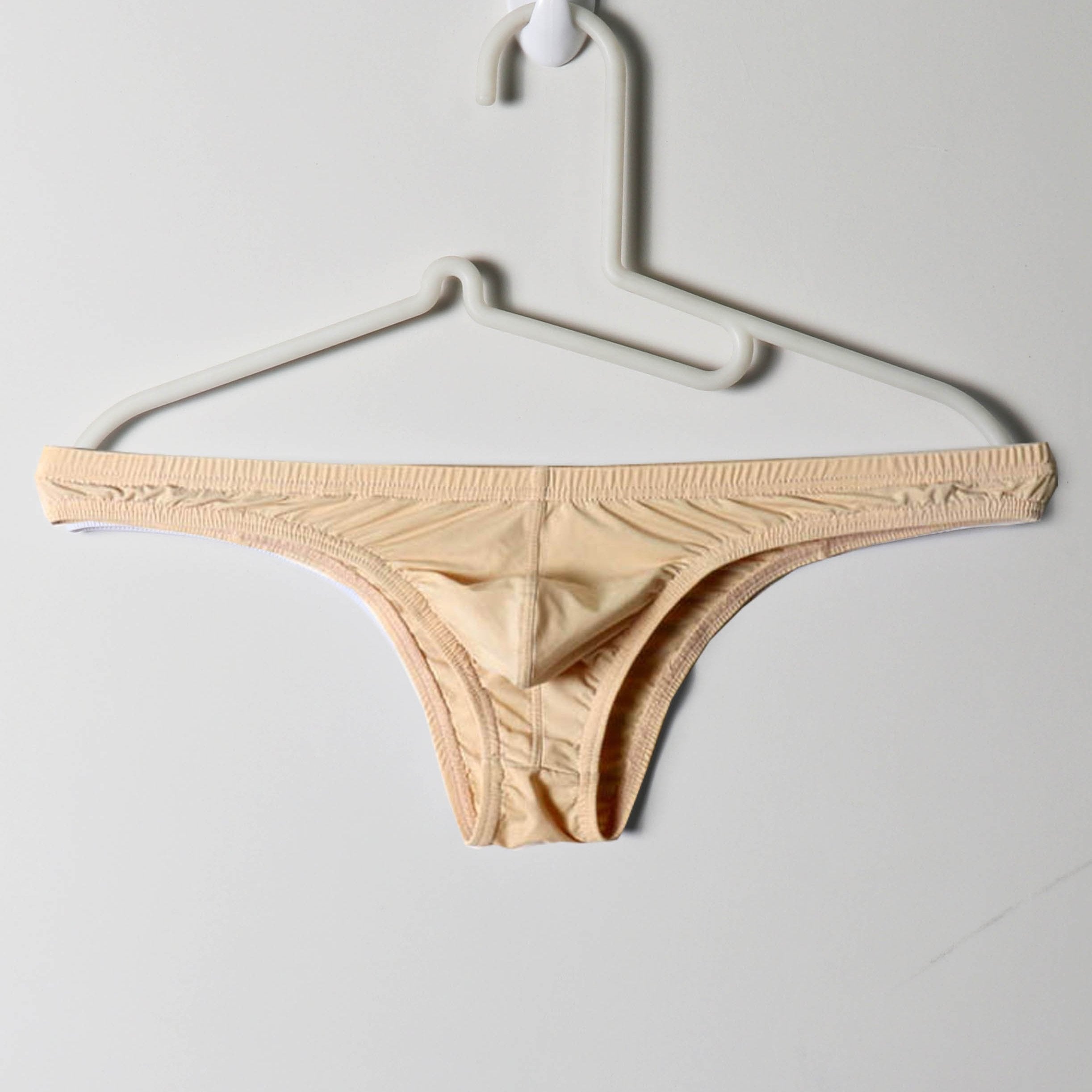 Men's Low-Rise Breathable Triangle Underwear Solid Color Semi-Sheer U-Shaped Pouch