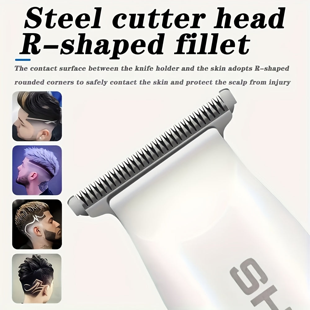 Compact portable electric hair clipper for men long battery life USB rechargeable includes 3 combs