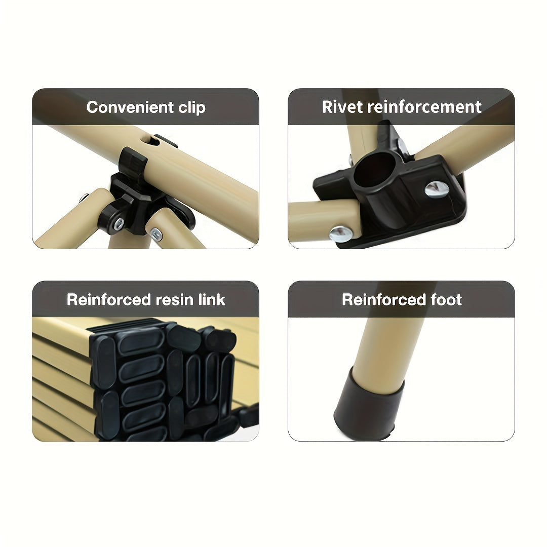 Foldable Outdoor Camping Table Durable Golden Material Roll-Up Design