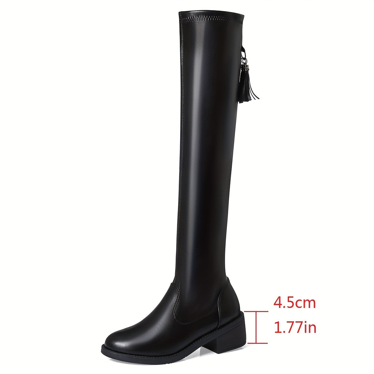 Ladies' Knee High Boots Fleece Insulation Solid Color Comfortable Mid Heel