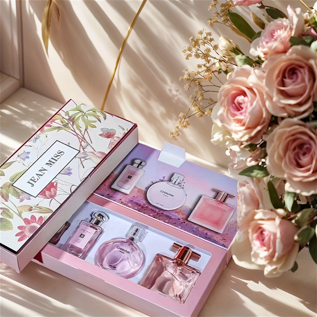 Women's Perfume Set with Floral Scent, Long-Lasting, Alcohol-Free, 4 Pieces
