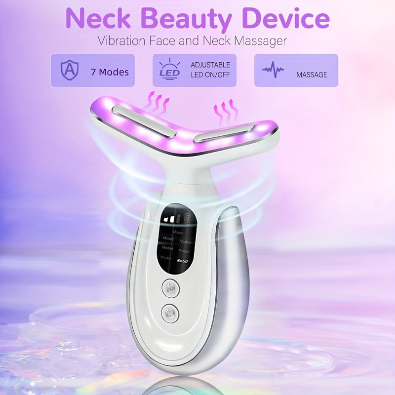 USB Rechargeable Massager with 7 Modes Heating Function Pink and White Portable Relaxation Tool