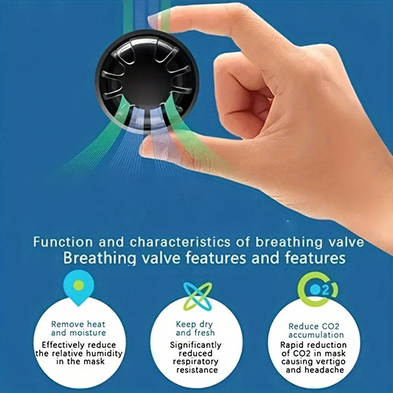 1/2 Ajratiladigan yuz niqobi, nafas chiqarish klapanli, shaffof ko'z qalqoni, og'iz filtri, changdan himoyalovchi, erkaklar va ayollar uchun mos.