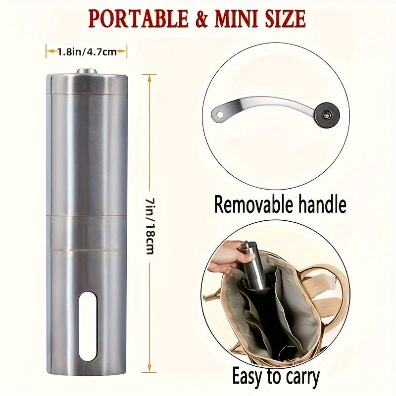 Portable Stainless Steel Coffee Grinder with Ceramic Burr for Drip and Espresso