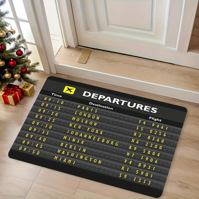 Flannel Door Mat Non-Slip Travel-Inspired Design Easy to Clean Indoor Outdoor