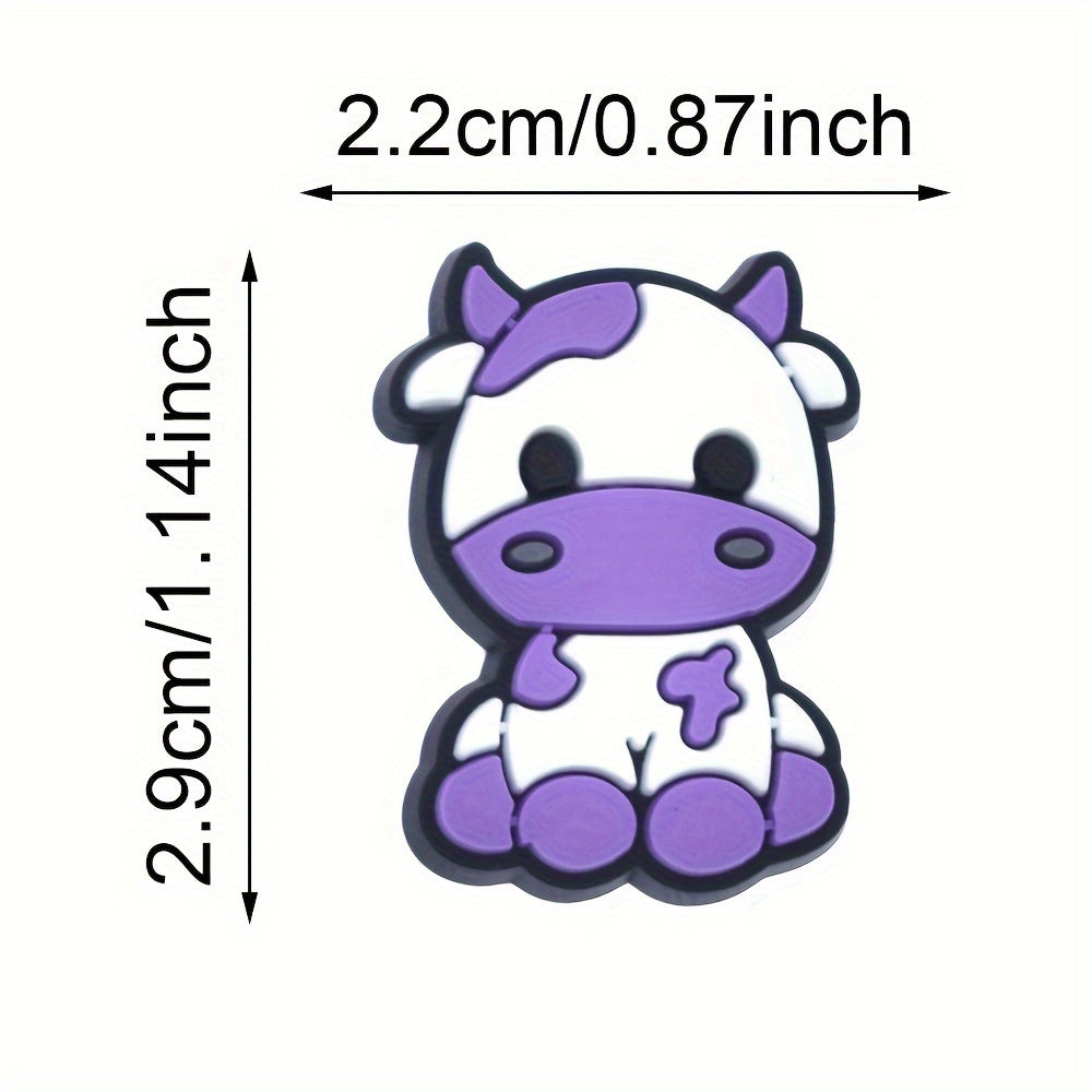 14 Pcs Vibrant PVC Cow Shoe Charms Multi-Color Zodiac Shoe Accessories