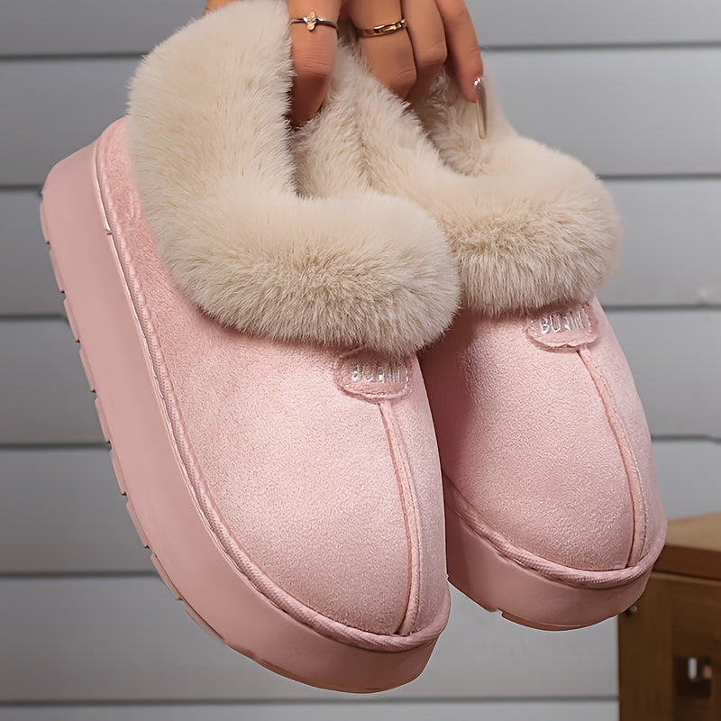 Women's Ankle Booties - Plush Lined Slip-On Flats for Winter, Non-Slip