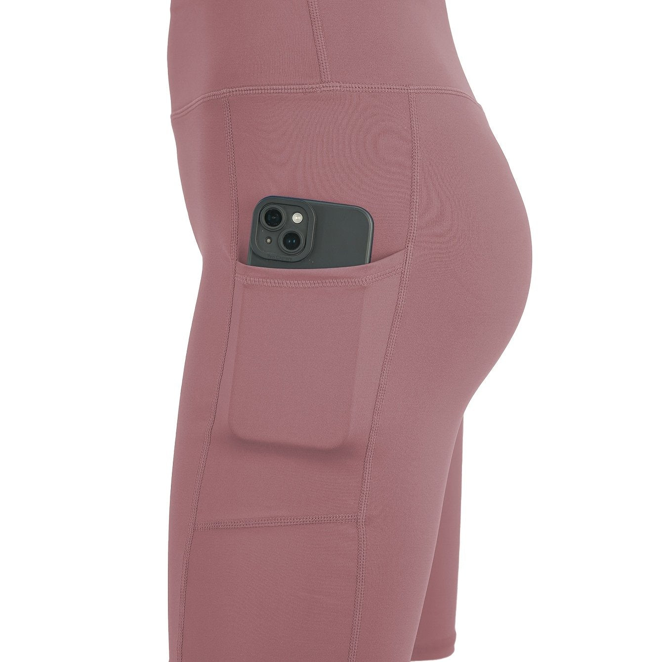 Women's High-Waisted Stretchy Fitness Shorts with Pockets Plus Size Workout Yoga Running