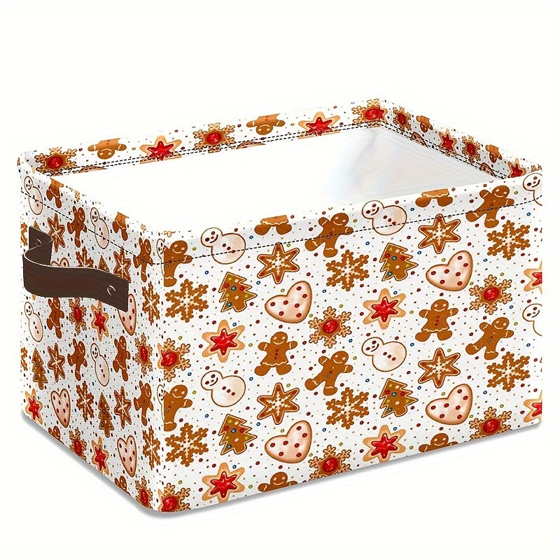 Gingerbread Men Storage Box for Wardrobe Organization Large Fabric Basket with Handle
