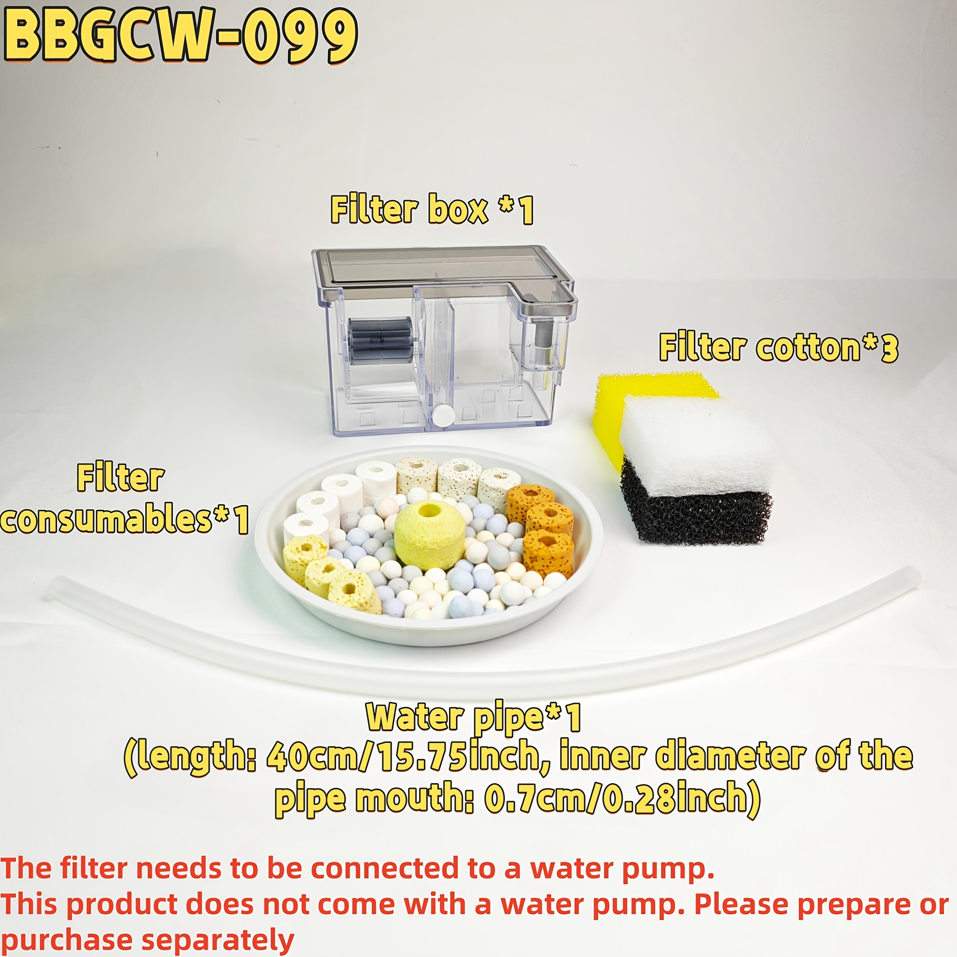 3-in-1 Fish Tank Overhead Filter Kit Non-Electric Battery-Free for Small Aquariums