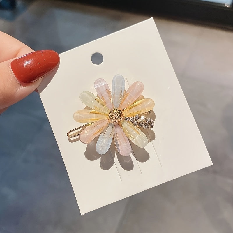 Set de horquillas con flores coreanas para mujer, accesorios elegantes de aleación para el cabello para niñas