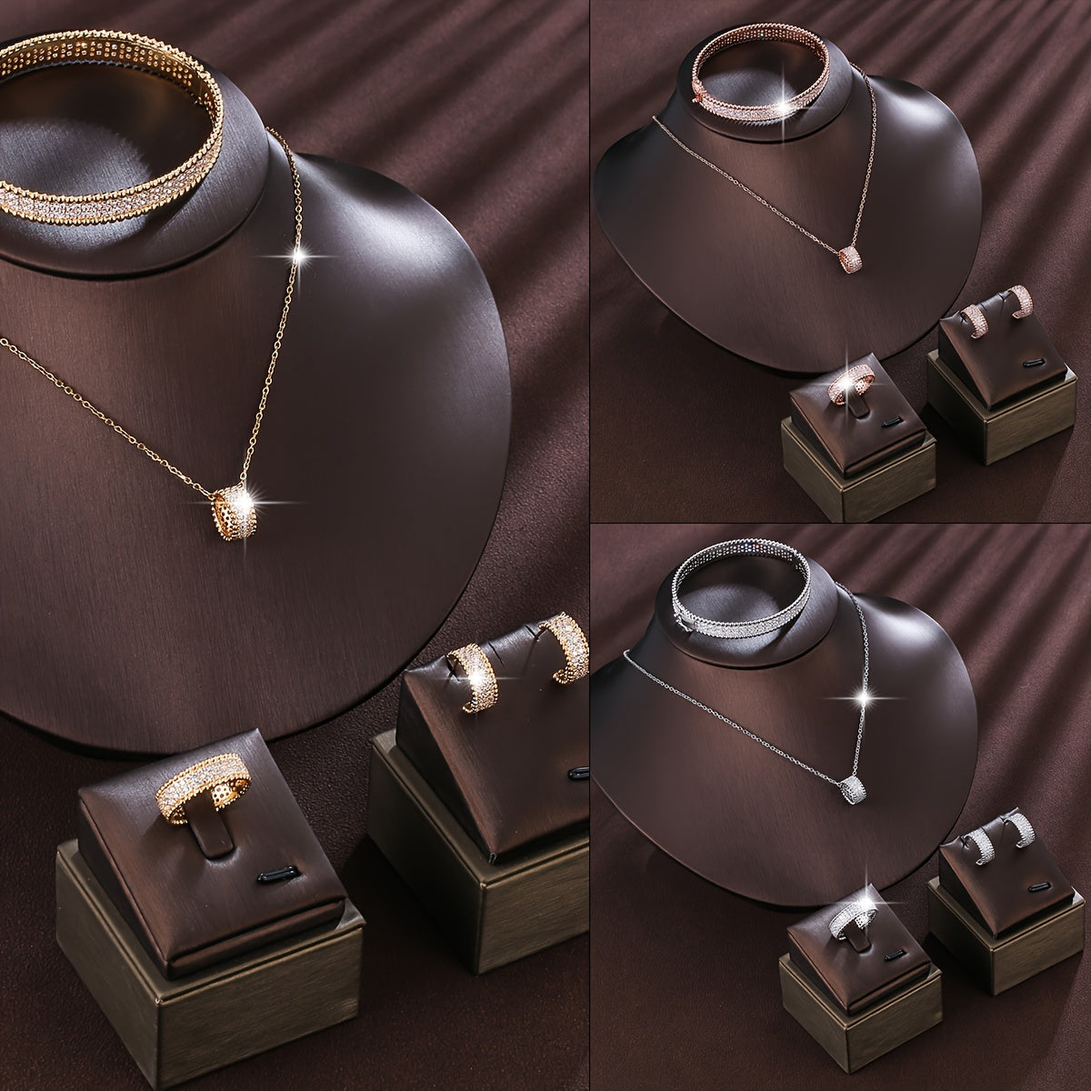 Girls Jewelry Set with Rings Earrings Necklace and Bracelets Silver Style