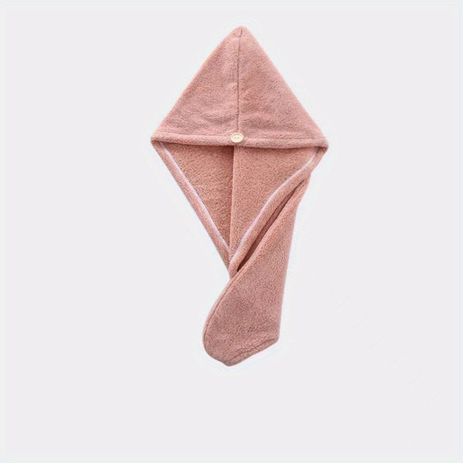 Microfiber Hair Towel with Button for Curly Hair Fast-Drying Anti-Frizz in Grey Camel Brown