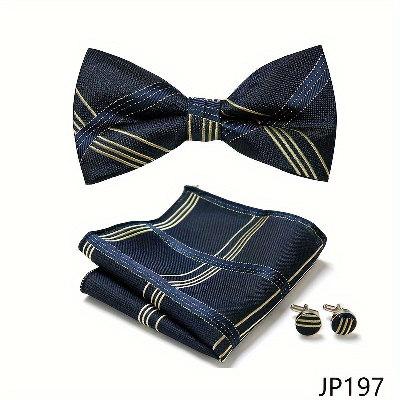 Men's Blue Polyester Tie and Pocket Square Set Floral Pattern for Formal Events