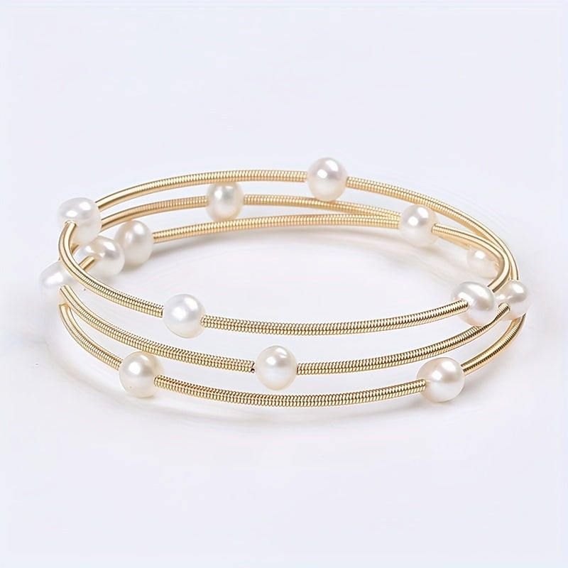 Freshwater Pearl Bracelet with Starry Design and Potato-Shaped Pearls