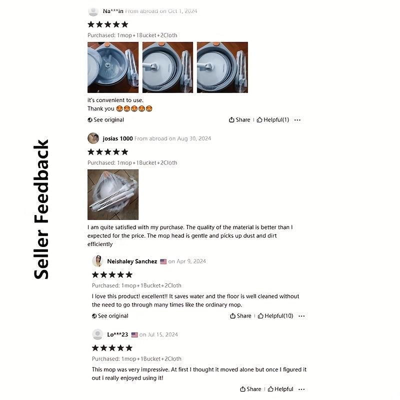 Tozalash odatlaringizni 1 Set Self-Cleaning Spin Mop bilan inqilob qiling! Bu innovatsion White Spinner Flat Rotating Cleaner Turbo Flushing Bucket va 2 Mop Cloths bilan ta'minlangan bo'lib, u yotoqxona, mehmonxona, oshxona va hatto