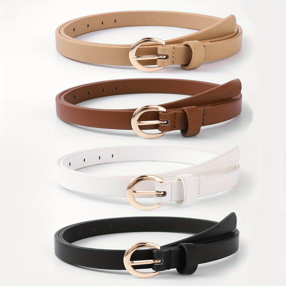 Women's PU Leather Belt with Needle Buckle for Casual Jeans in Solid Colors