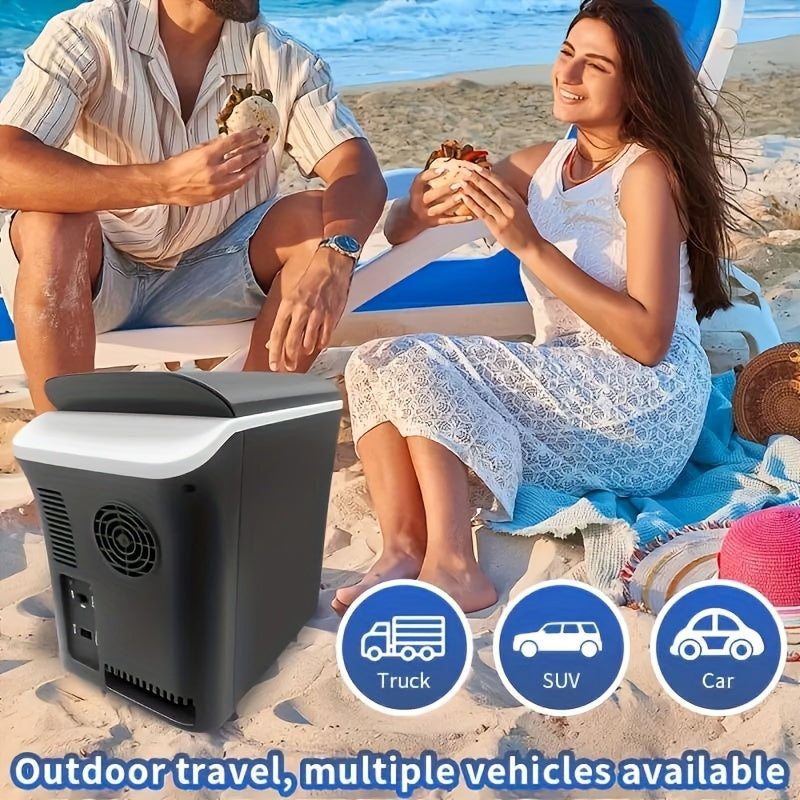 Portable 7.5L Black Car Fridge Cooler with USB for Travel and Camping