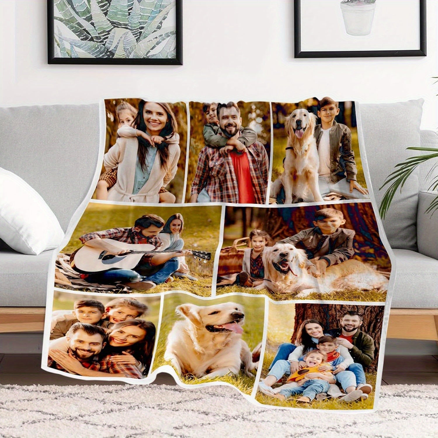 Custom Photo Blanket with Multiple Pictures Personalized Flannel Throw for All Seasons