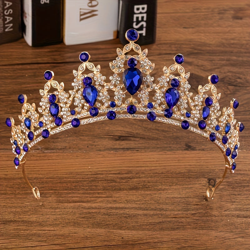 Vintage kumush tiara rhinestones bilan to'y, nikoh, kecha va festival uchun bosh kiyim