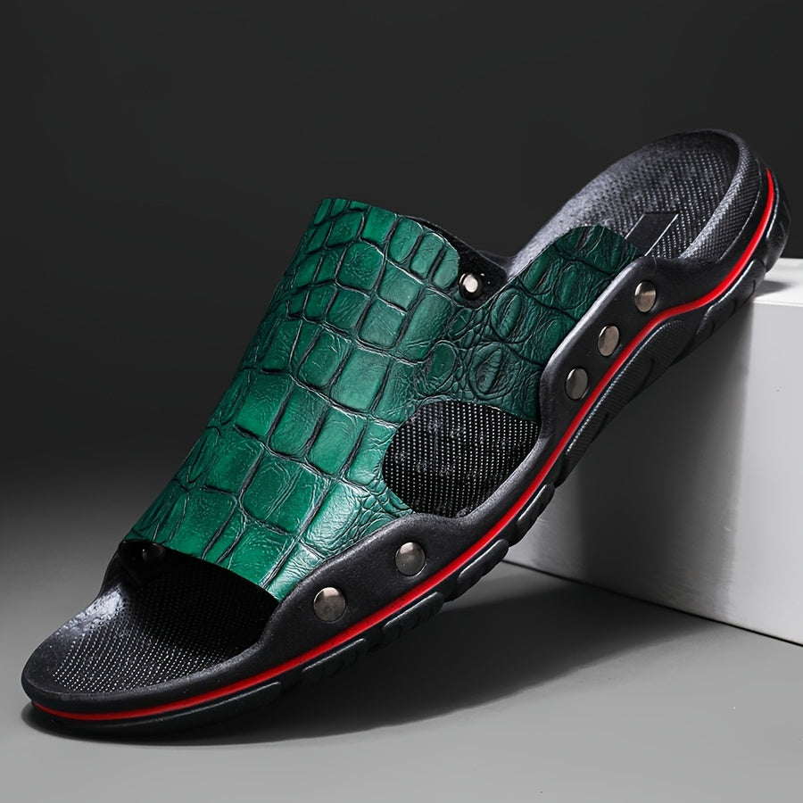 Plus Size Men Open Toe Slippers Non-Slip Rubber Sole Outdoor Comfort