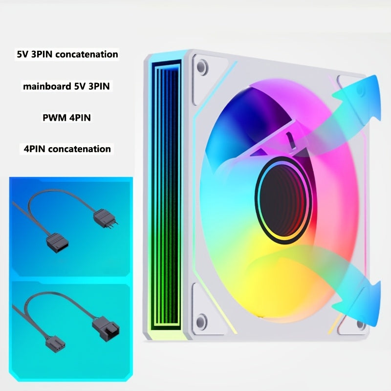 12cm Silent ARGB Computer Case Fan with Temperature Control for Air and Water Cooling