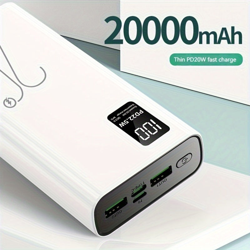 20000mAh Fast Charging Power Bank with Digital Display USB-C Dual USB Ports