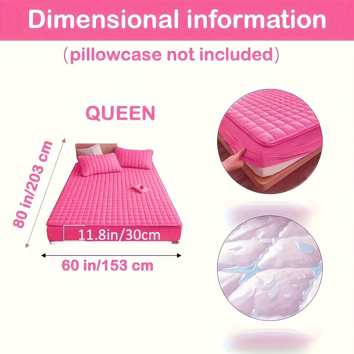 Light Gray Quilted Waterproof Fitted Sheet Breathable Polyester Deep Pockets Easy Care