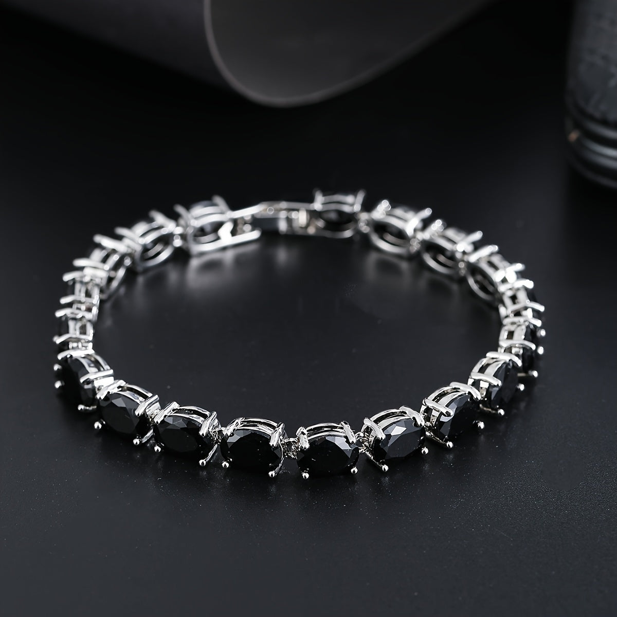 Zirconia Tennis Bracelet with Egg-Shaped Design Silver Jewelry for Women