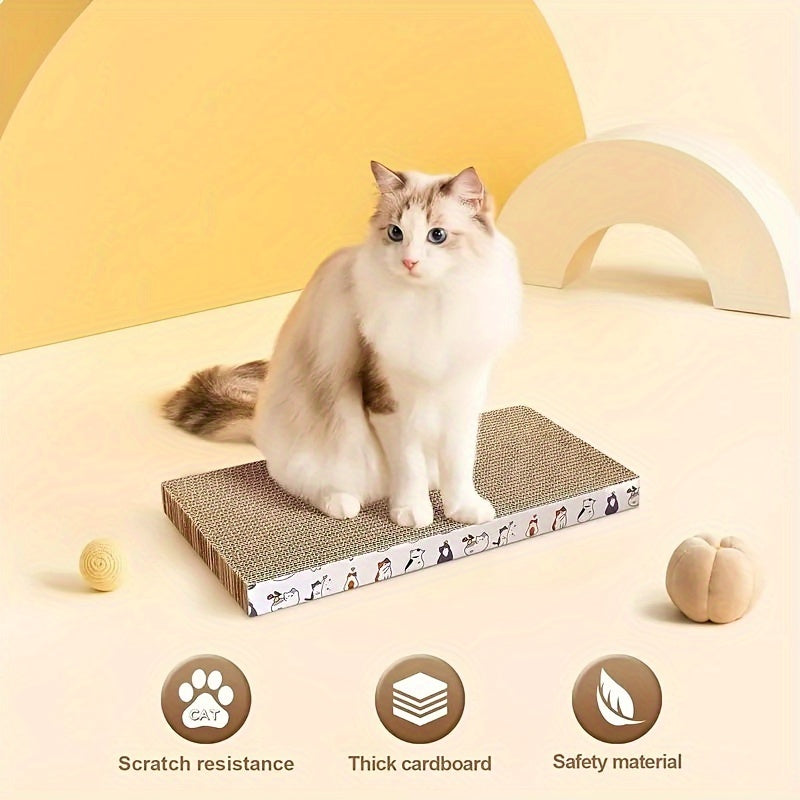 Extra-Large Reversible Corrugated Cardboard Cat Scratch Pad with Non-Slip Base
