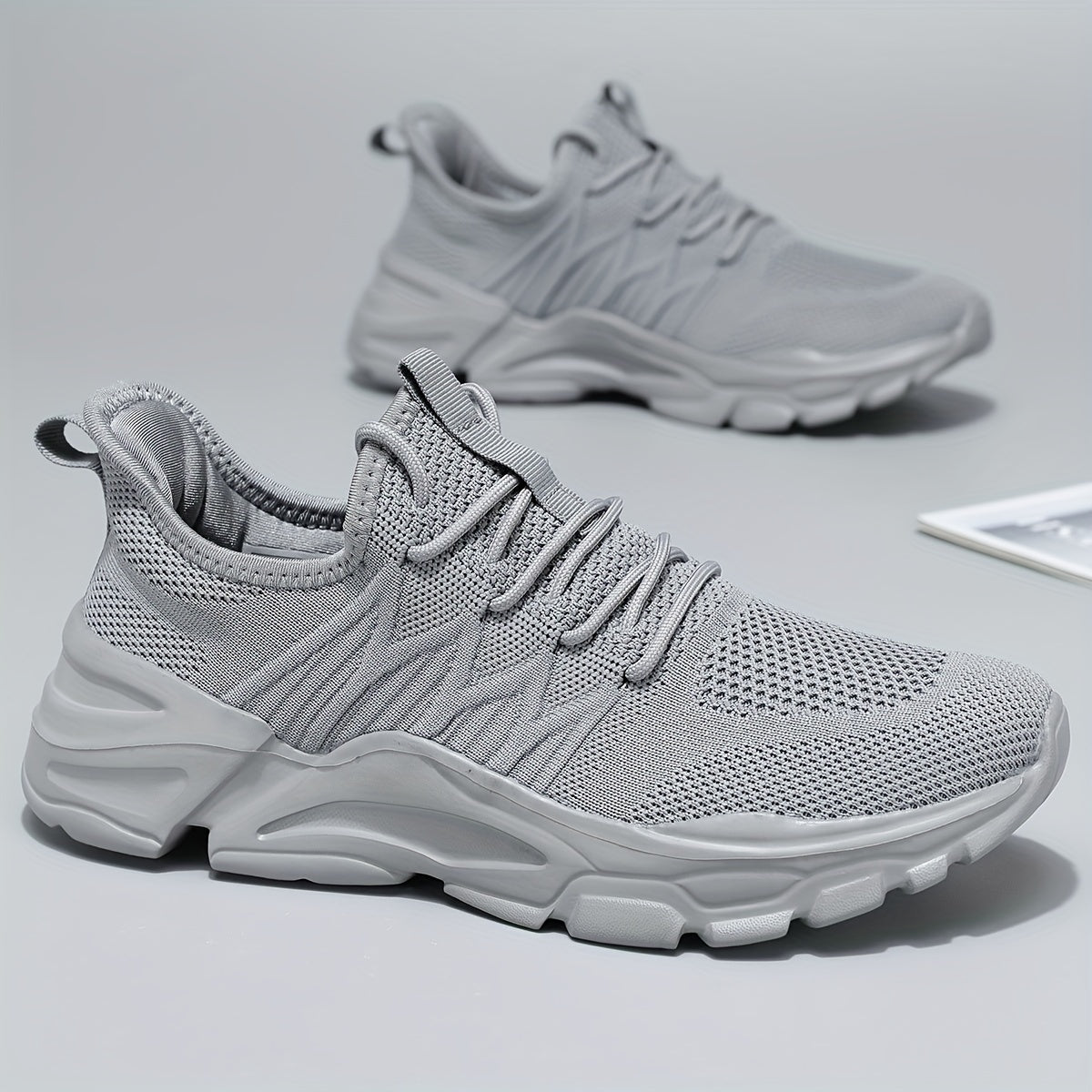 Men's Breathable Lightweight Fabric Lace-Up Sneakers for Sports and Casual Wear