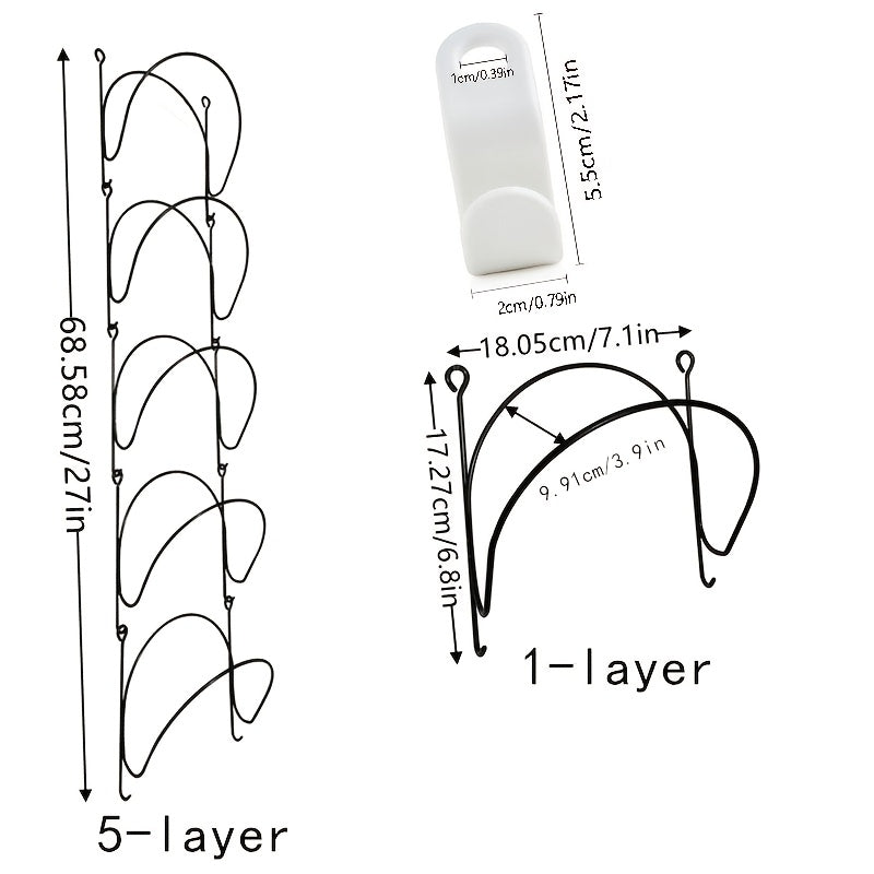 4-Piece Wall-Mounted Storage Rack Set with Hooks Towel Wine Clothes Organizer