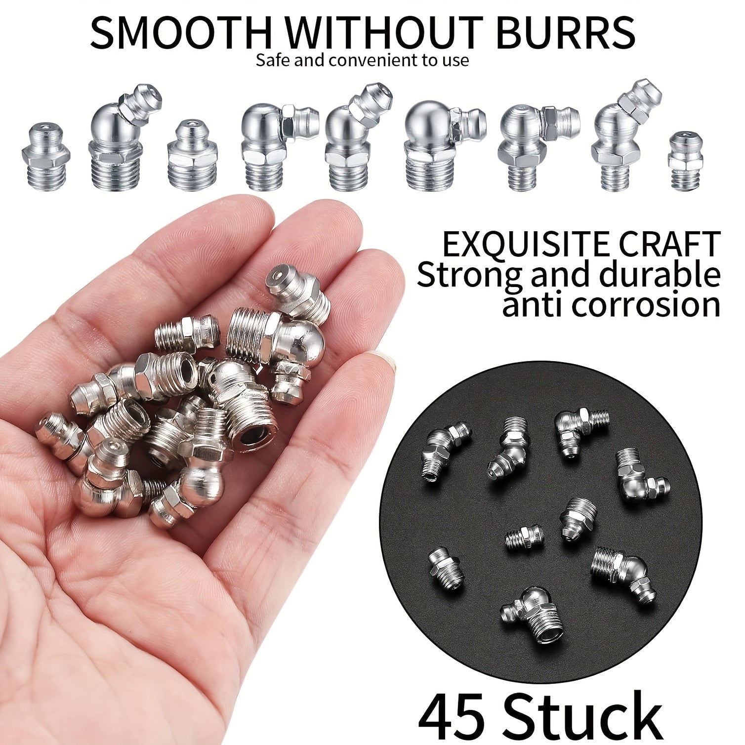 Set of 60 Metric Grease Fittings Kit for Mechanical Lubrication, M6-M10