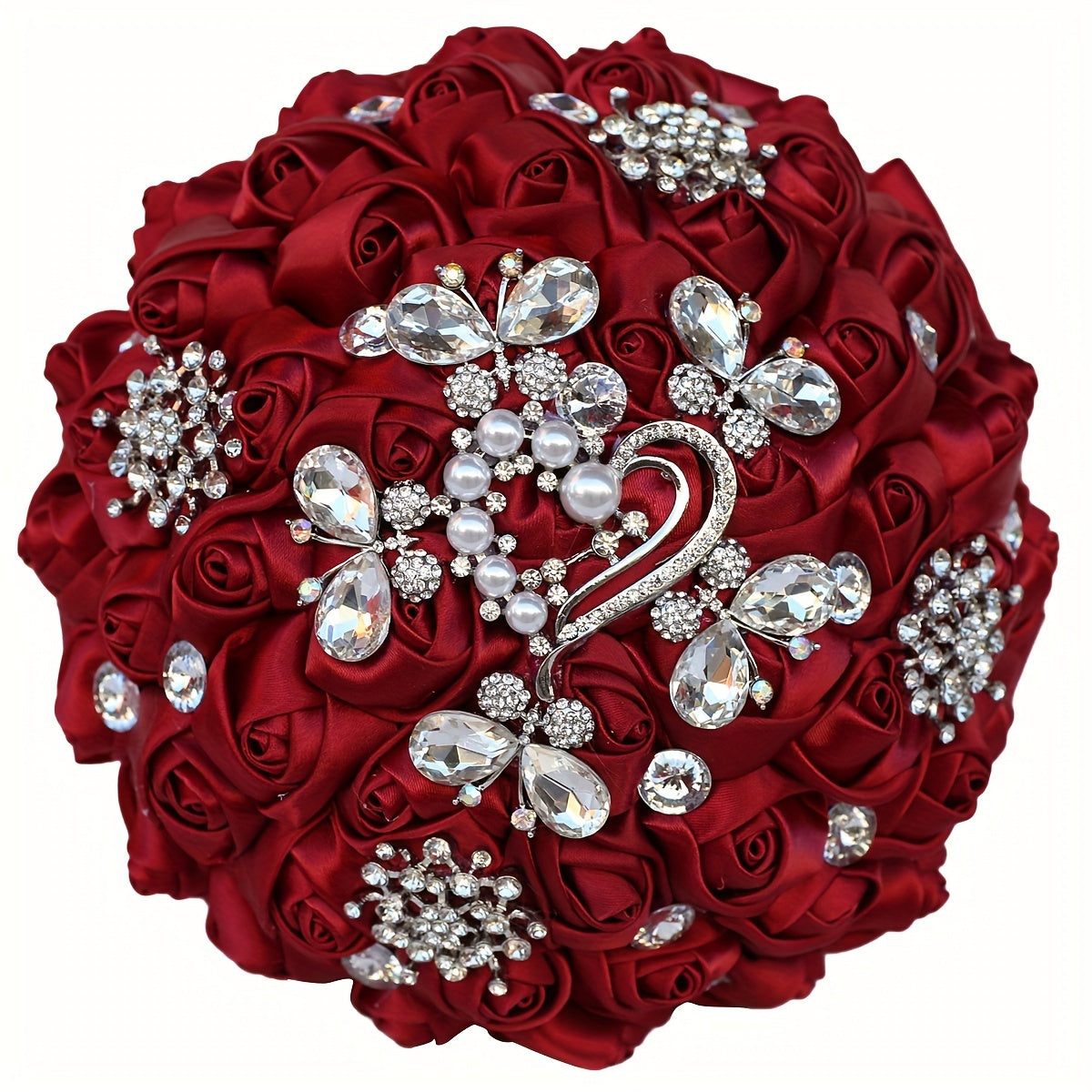 Handcrafted Rose Bridal Bouquet Satin Flowers for Weddings and Parties