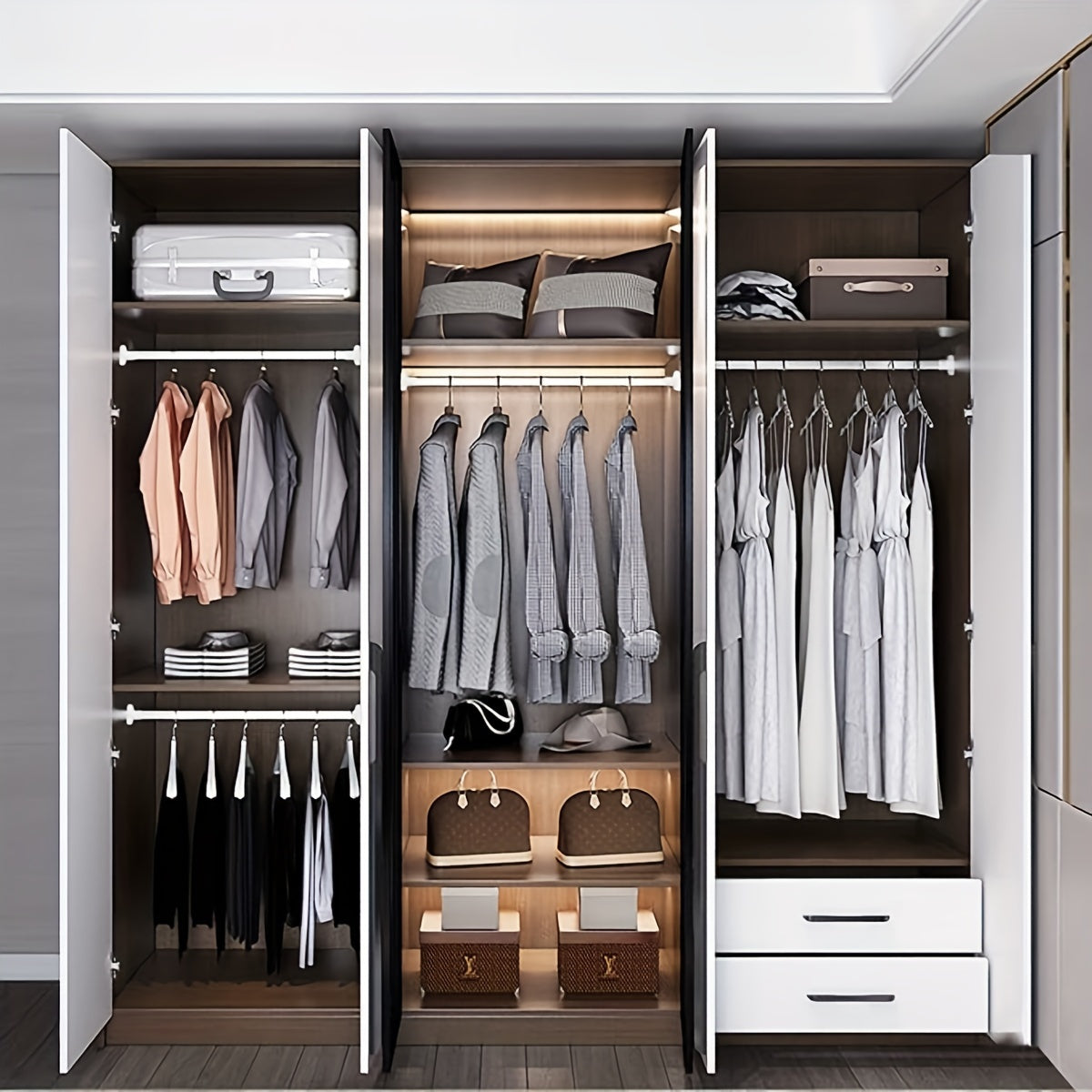 Adjustable Tension Shower Curtain Rod Closet Window Towel Rack Heavy Duty No Drill Metal Plastic