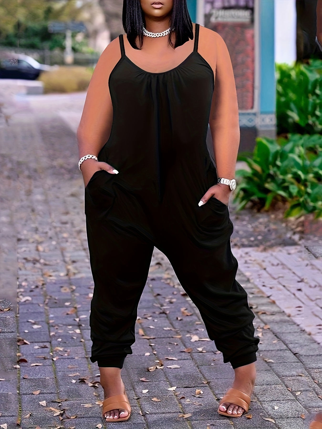 Mujer Verano Casual Color Sólido Pantalones Largos Plisados sin Mangas