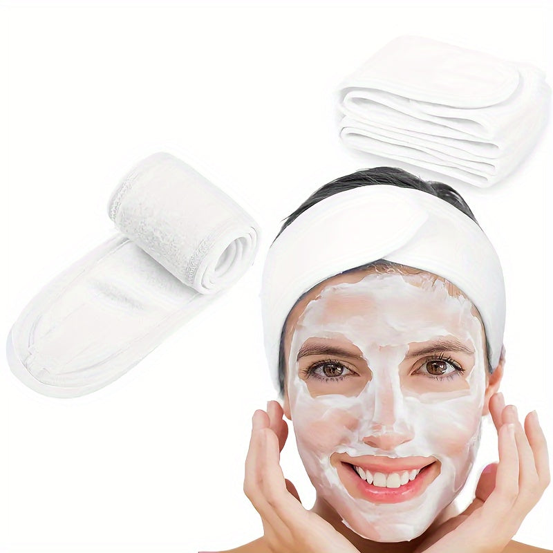 Unisex Coral Fleece Facial Headband Adjustable Hair Wrap for Face Wash and Shower