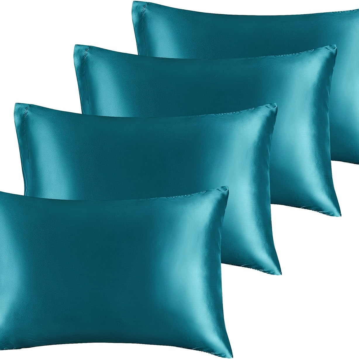 Set of Four Faux Silk Cushion Covers with Zipper