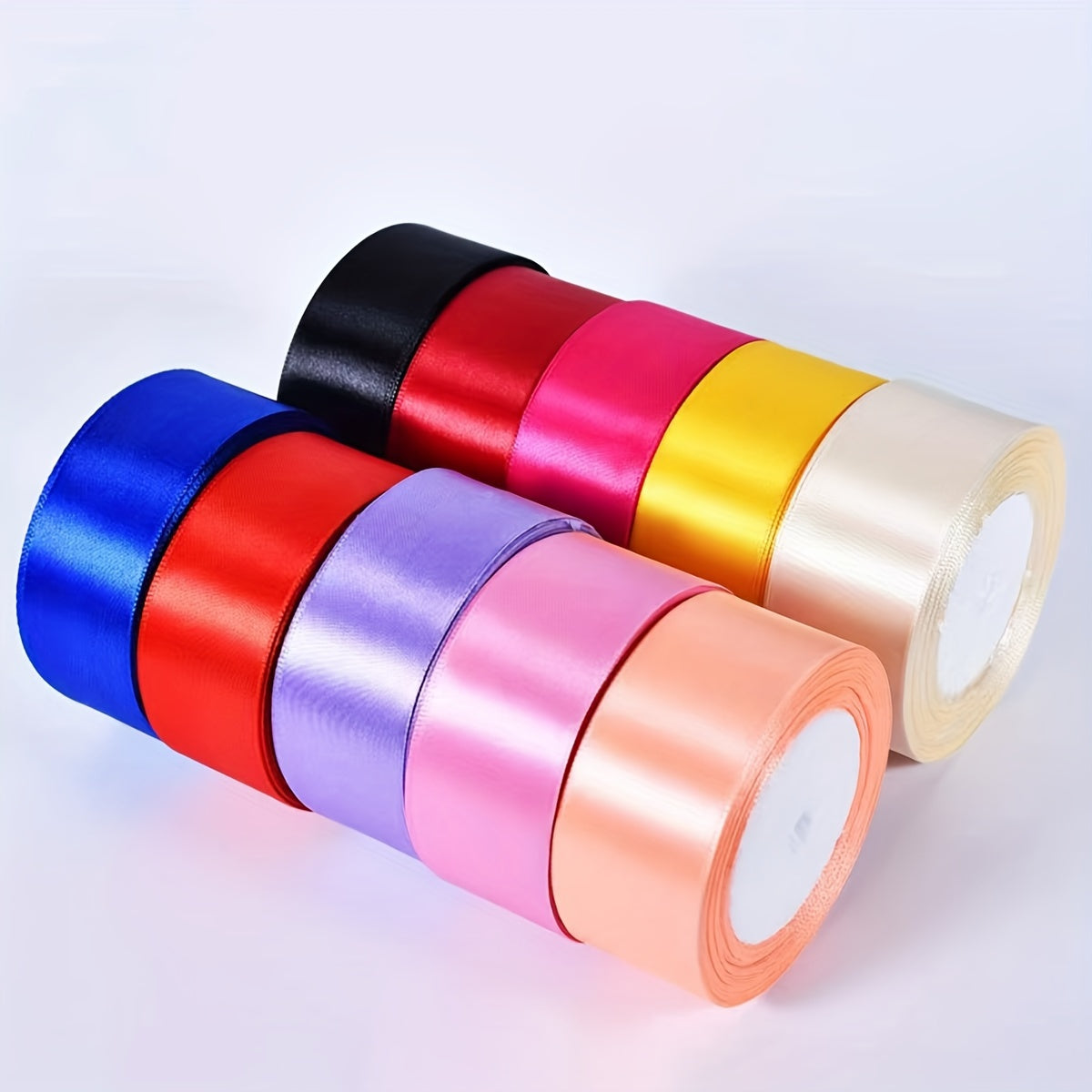 Satin Ribbon Pack 3 Pieces 4cm Wide 22m Long for Wedding Cake Decoration and DIY Crafts