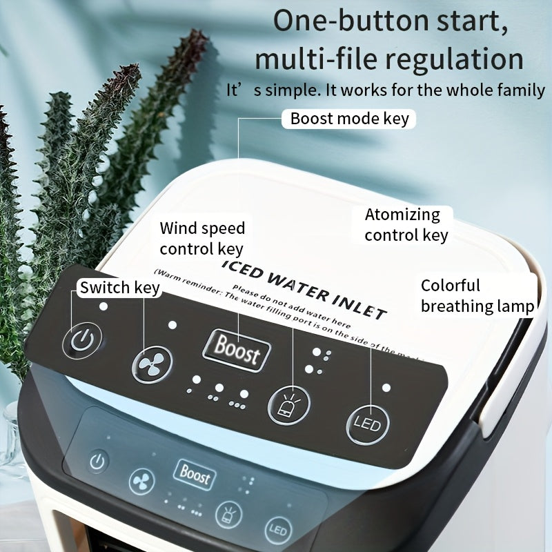 Ventilador USB de alta velocidad con 3 velocidades, 2 funciones de niebla, tanque grande, luces de 7 colores