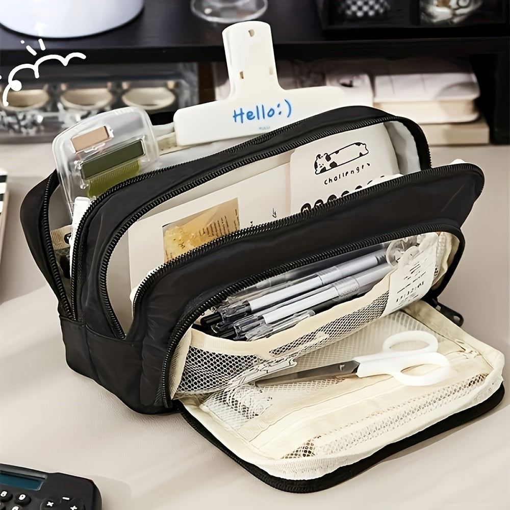 Canvas Pen Bag Large Capacity for Office School Cosmetic Pouch Unisex