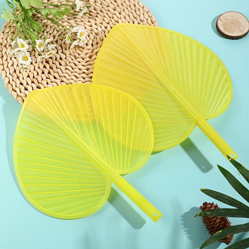 Large Yellow Leaf-Shaped Hand Fan with Ribbon Handle for Summer Cooling