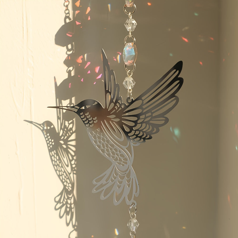 Metal Wall Decor Sun Catcher with Hummingbird Design for Windows Garden Yard or Room