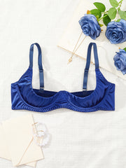 Plus Size Sheer Bralette Polyester Knit Strapless Adjustable Lingerie