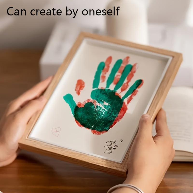 Juftliklar uchun qo'l izlari xotira ramkasi to'plami - Ushbu DIY to'plami bilan o'z rangli palma izingizni xotira san'ati sifatida yarating. Yil dönümleri yoki Sevishganlar kuni sovg'asi uchun mukammal, bu yog'och ramka bitta rasmni ushlab turadi.