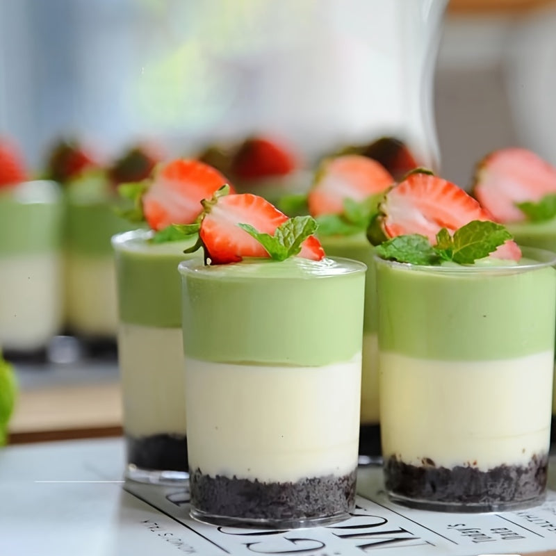 Disposable Clear Dessert Cups Set of 50 for Mousse Pudding Cake Ice Cream