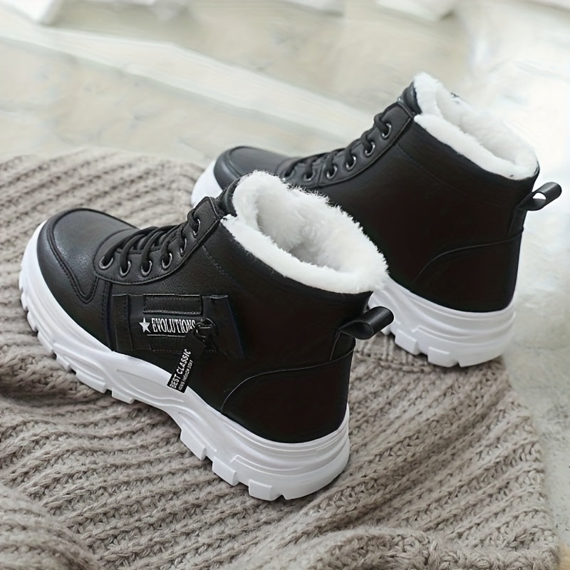 Women All-Season Platform Ankle Boots Rubber Sole Flannel Lining