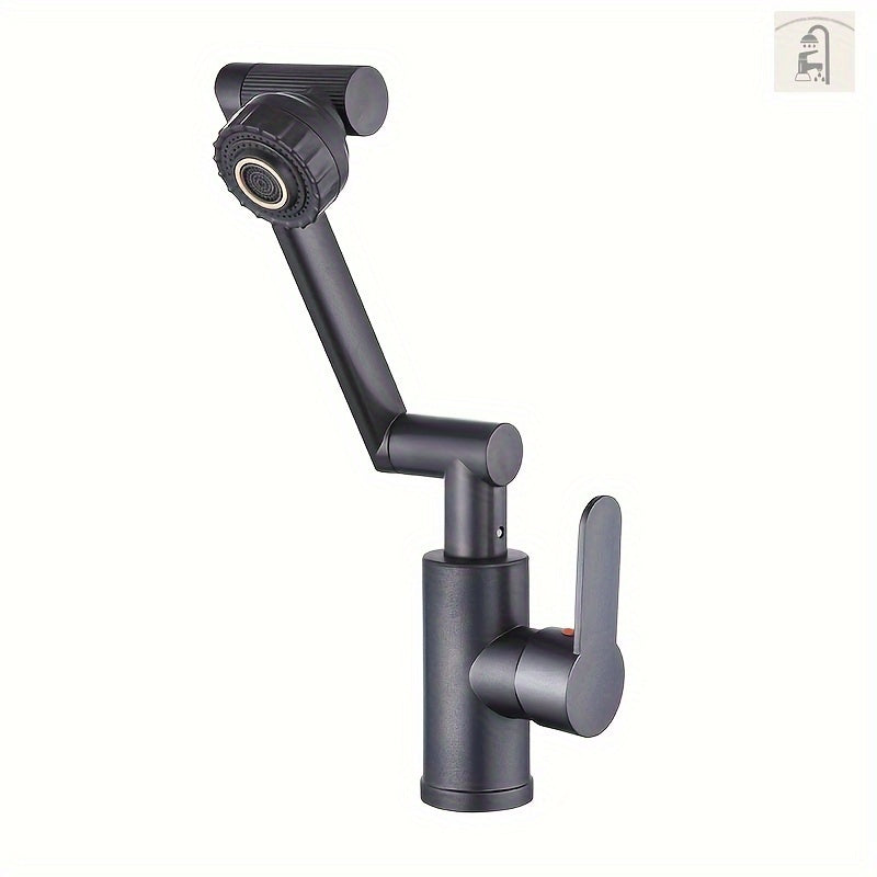 Matte Black Ceramic Bathroom Faucet with Single Handle and Wealth Cat Design