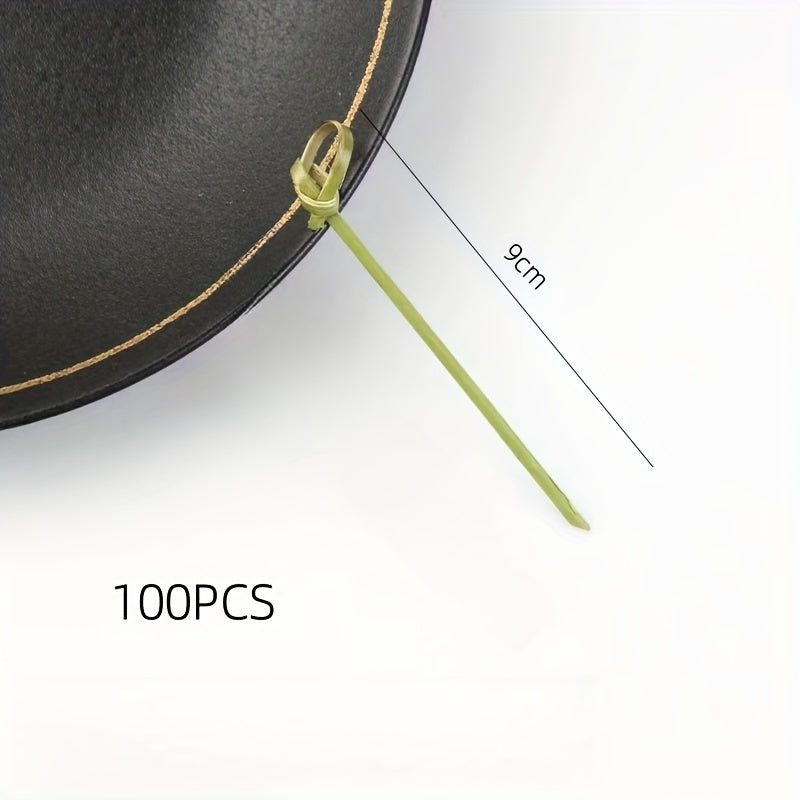 100 Pieces Handmade Circular Bamboo Skewers for Fruit, Cocktail, and Appetizer Use