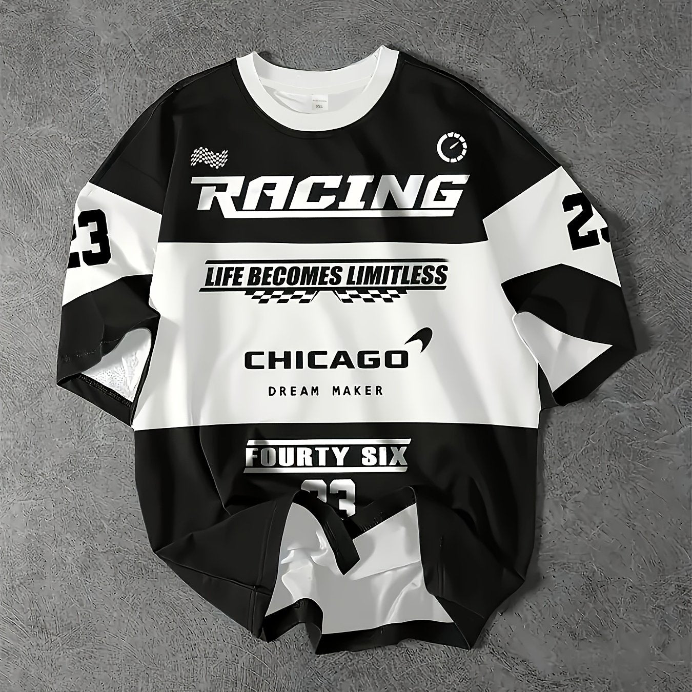Men's Polyester Jersey T-Shirt with Racing Theme Short Sleeve Crew Neck Digital Print Casual Sports